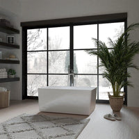 47'' Acrylic Modern White Rectangular Small Freestanding Soaking Bathtub Built-in Seat
