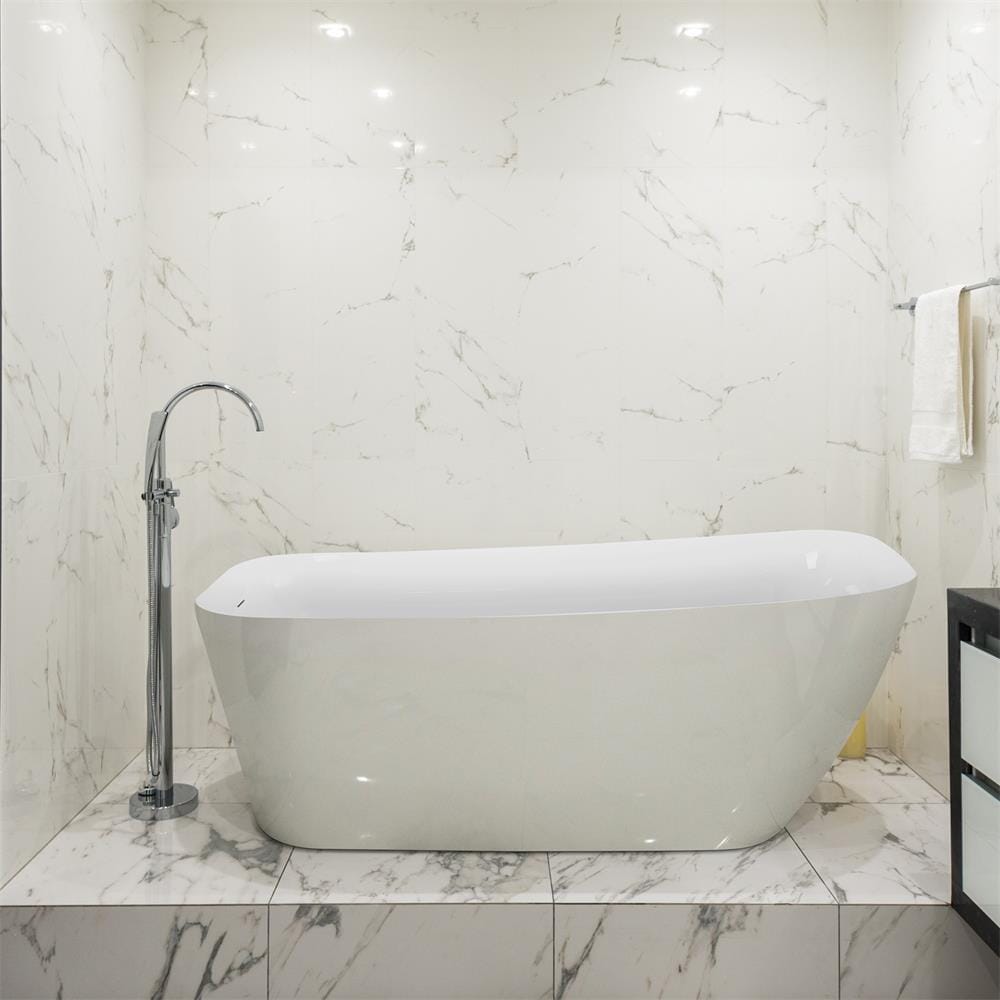 59&quot; Acrylic Single Slipper Tub Freestanding Soaking Bathtub