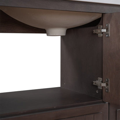 Space-saving bathroom vanity with double-door cabinet and drawer