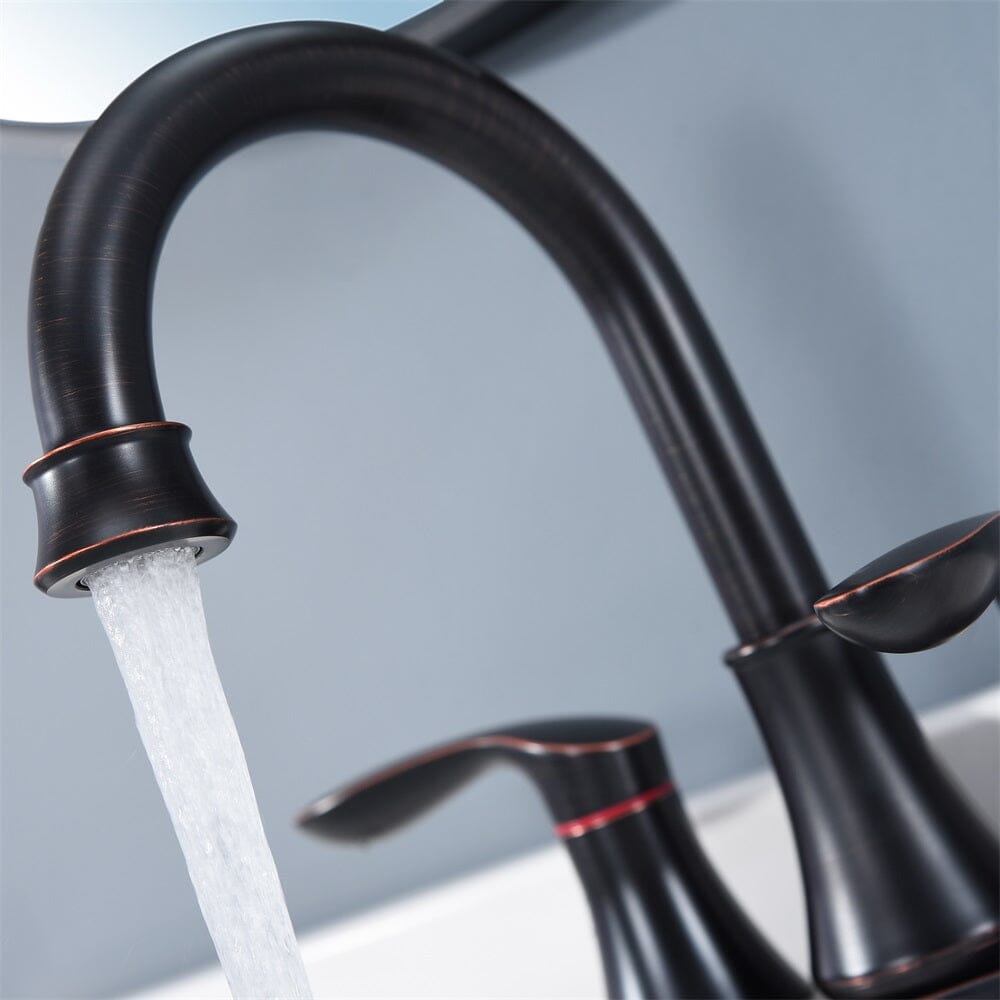 Giving Tree 2-Handle 4-Inch Oil Rubbed Bronze Bathroom Faucet, Bathroom Vanity Sink Faucets with Pop-up Drain and Supply Hoses 