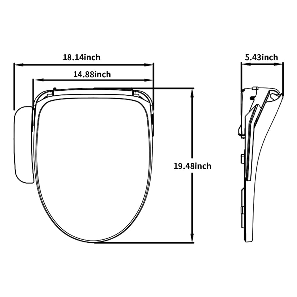 Bidet Seat for Elongated Toilets - Electronic Heated Toilet Seat with Warm Air Dryer and Temperature Controlled Wash Functions