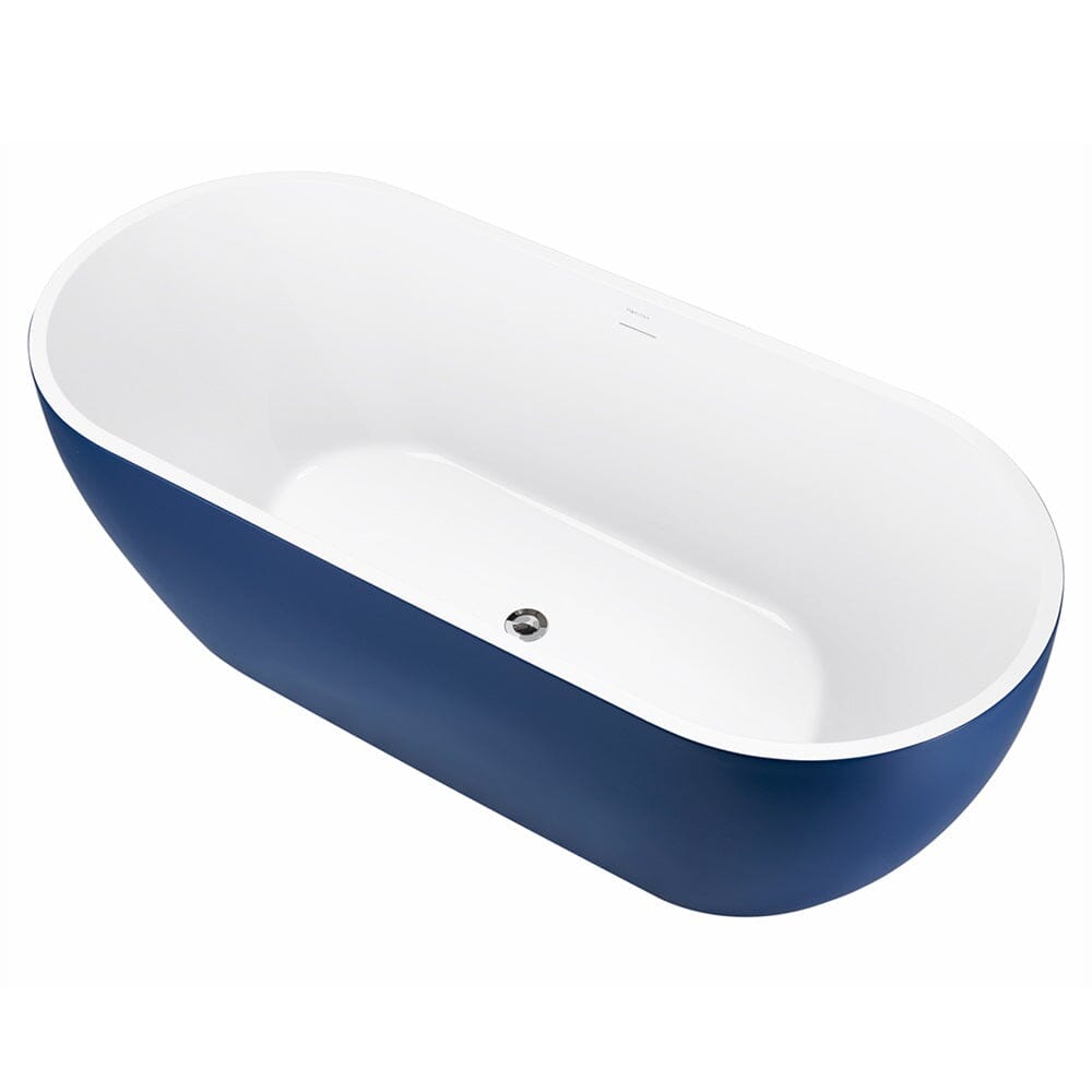 59&quot; blue Freestanding tub with Center Drain