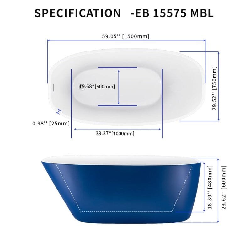 Giving Tree 59&quot; Acrylic Egg Shape Free Standing Tub for Bathroom