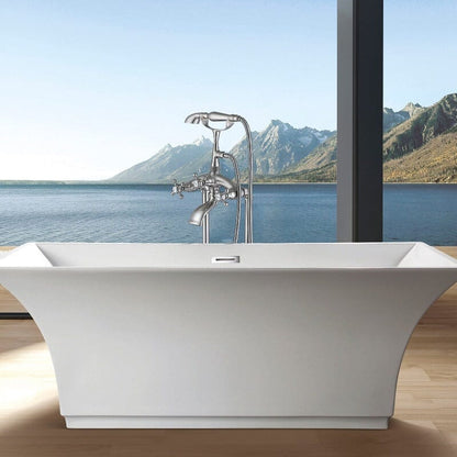 Floor mount bathtub faucet with solid brass body