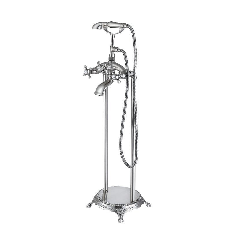 Freestanding tub faucet with vintage design and hand shower set
