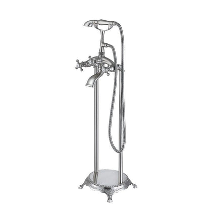 Freestanding tub faucet with vintage design and hand shower set