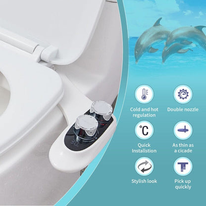 Giving Tree Non-Electric Bidet Toilet Attachment Self Cleaning Dual Nozzle Sprays Hot &amp; Cold Water