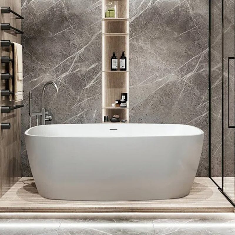 59&quot; Acrylic Square Shape Freestanding Soaking Tub with Overflow &amp; Drain