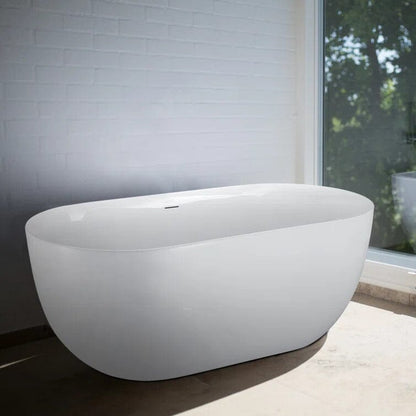 67&quot; Acrylic Oval Large Space Freestanding Soaking Bathtub White