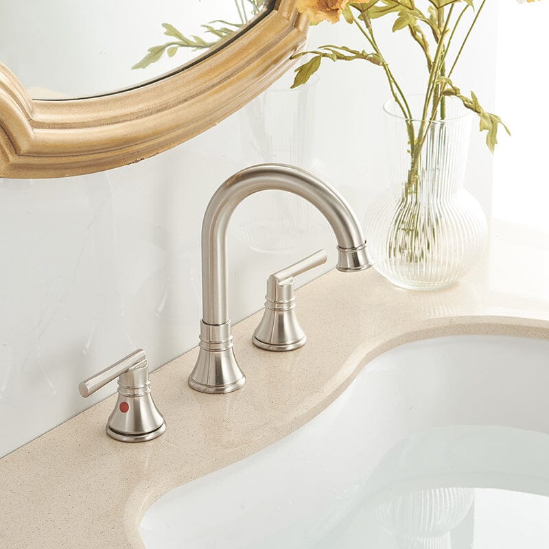 3 Hole Widespread 2-Handle Bathroom Sink Faucet Solid Brass