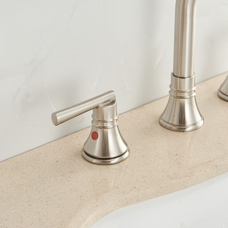 3 Hole Widespread 2-Handle Bathroom Sink Faucet Solid Brass