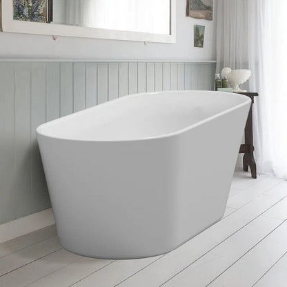 65&quot; Acrylic Slipper Flatbottom Freestanding Soaking Bathtub in Glossy White