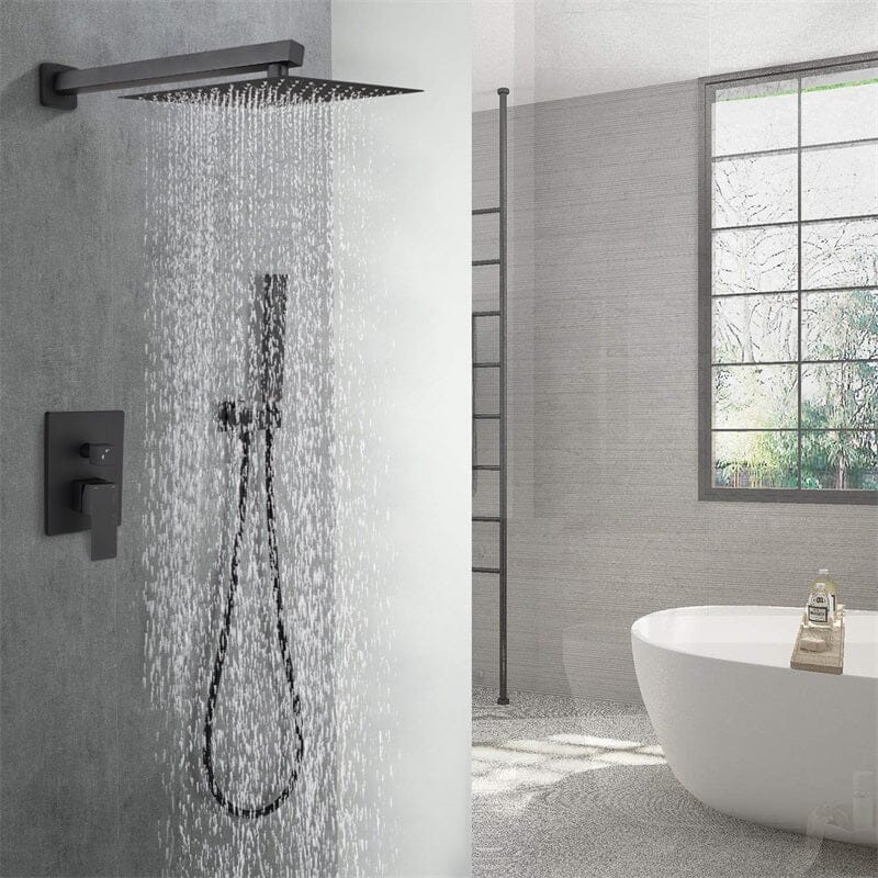 ExBrite Shower System Shower Faucet Combo Set Wall Mounted with 12 Rainfall Shower Head Chrome Finish 63858031