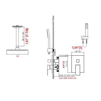 2-Spray Patterns with 1.8 GPM 16 in. Rainfall Shower Head Ceiling Mount Dual Shower Heads