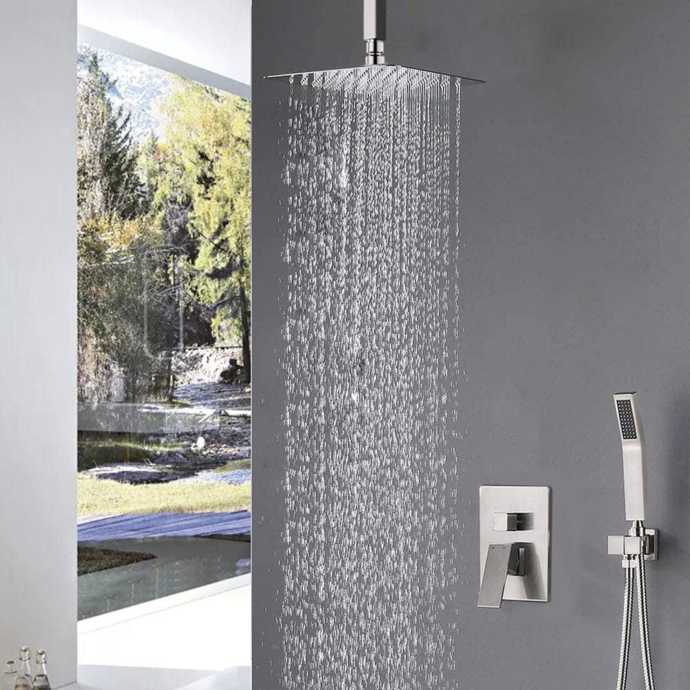 2-Spray Patterns with 1.8 GPM 16 in. Rainfall Shower Head Ceiling Mount Dual Shower Heads