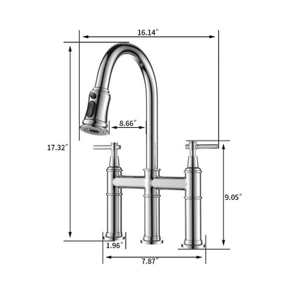 Giving Tree Bridge Kitchen Faucet with Pull-Down Sprayhead in Spot