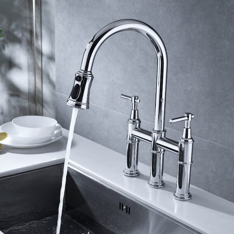 Giving Tree Bridge Kitchen Faucet with Pull-Down Sprayhead in Spot