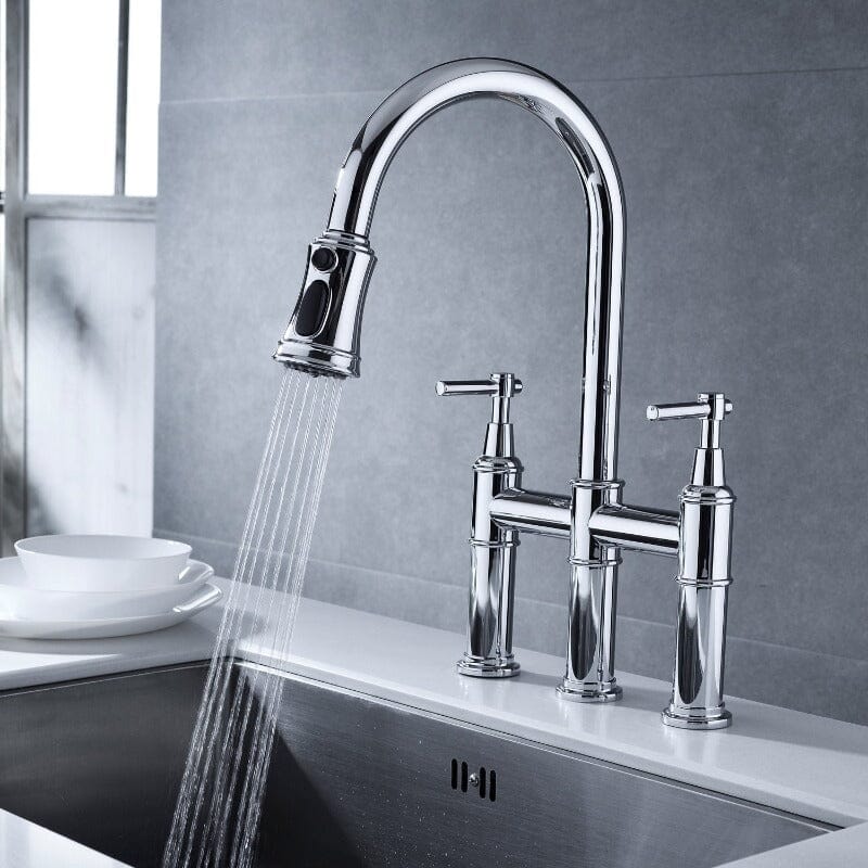 Giving Tree Bridge Kitchen Faucet with Pull-Down Sprayhead in Spot