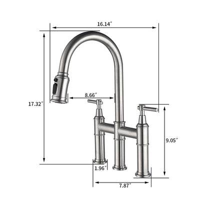 Giving Tree Bridge Kitchen Faucet with Pull-Down Sprayhead in Spot