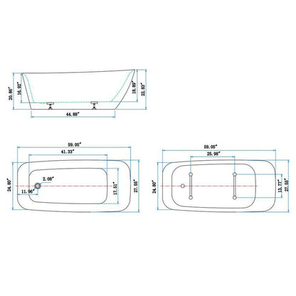 59&quot; Acrylic Single Slipper Tub Freestanding Soaking Bathtub