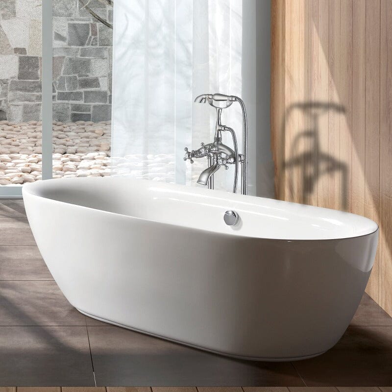 Vintage freestanding bathtub faucet brushed nickel floor mount design