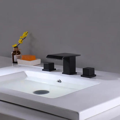 Waterfall Widespread Bathroom Sink Faucet Two Handles for 3 Hole 8 Inch