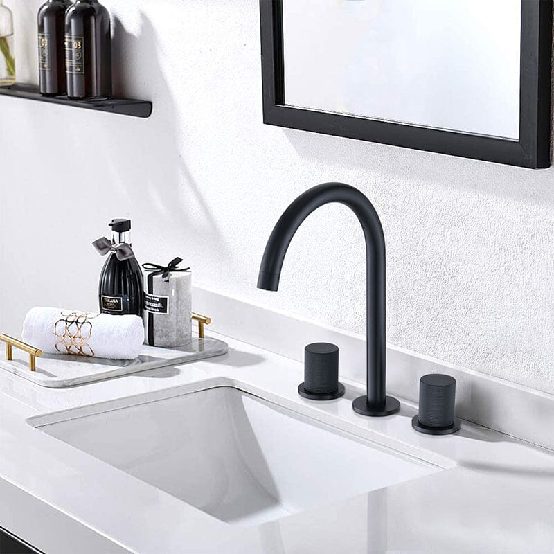 Two Handles Widespread 8 Inch Bathroom Sink Faucets 3 Hole with Water Supply Hoses