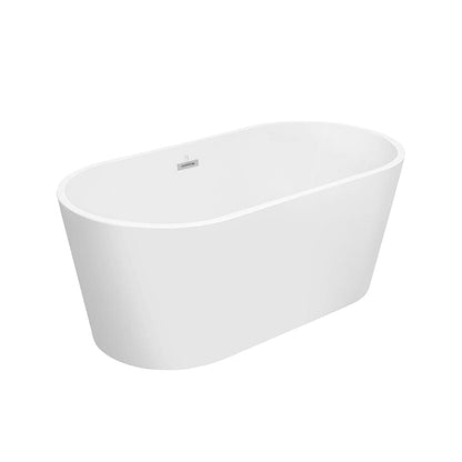 Giving Tree Acrylic White Large Oval Freestanding Soaking Bathtub with Drain Hose