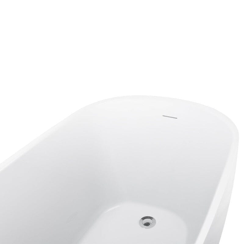 59-inch white acrylic single slipper bathtub overflow detail