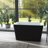 47'' Acrylic Freestanding Japanese Soaking Bathtub with Built-in Seat Matte Black