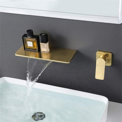 Giving Tree Wall Mounted Waterfall Bathroom Sink Faucet Single Handle with Valve