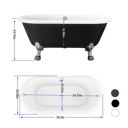 59-Inch Double End Clawfoot Tub Overall Dimensions Introduction