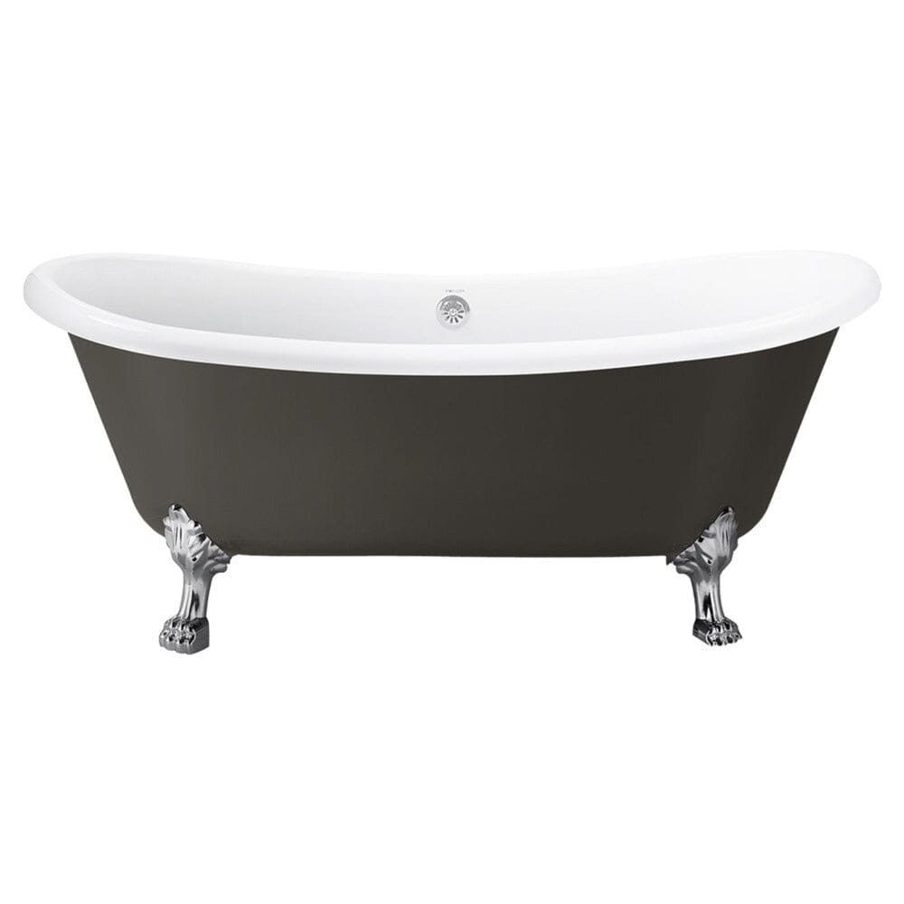 67&quot; Acrylic Clawfoot Double Slipper Freestanding Soaking Tub Rolled Rim