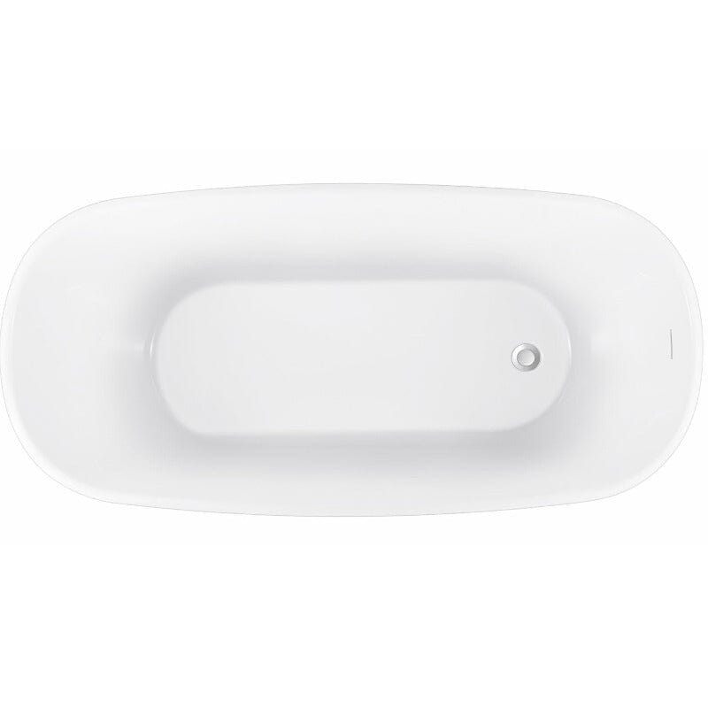 59-inch white acrylic single slipper bathtub interior details