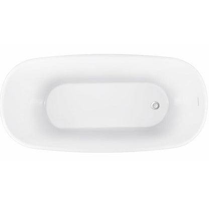59-inch white acrylic single slipper bathtub interior details