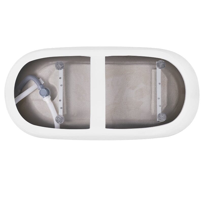 59-inch white acrylic single slipper bathtub bottom support foot details