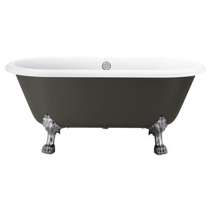 Gray 59&quot; Double End Clawfoot Tub with Overflow
