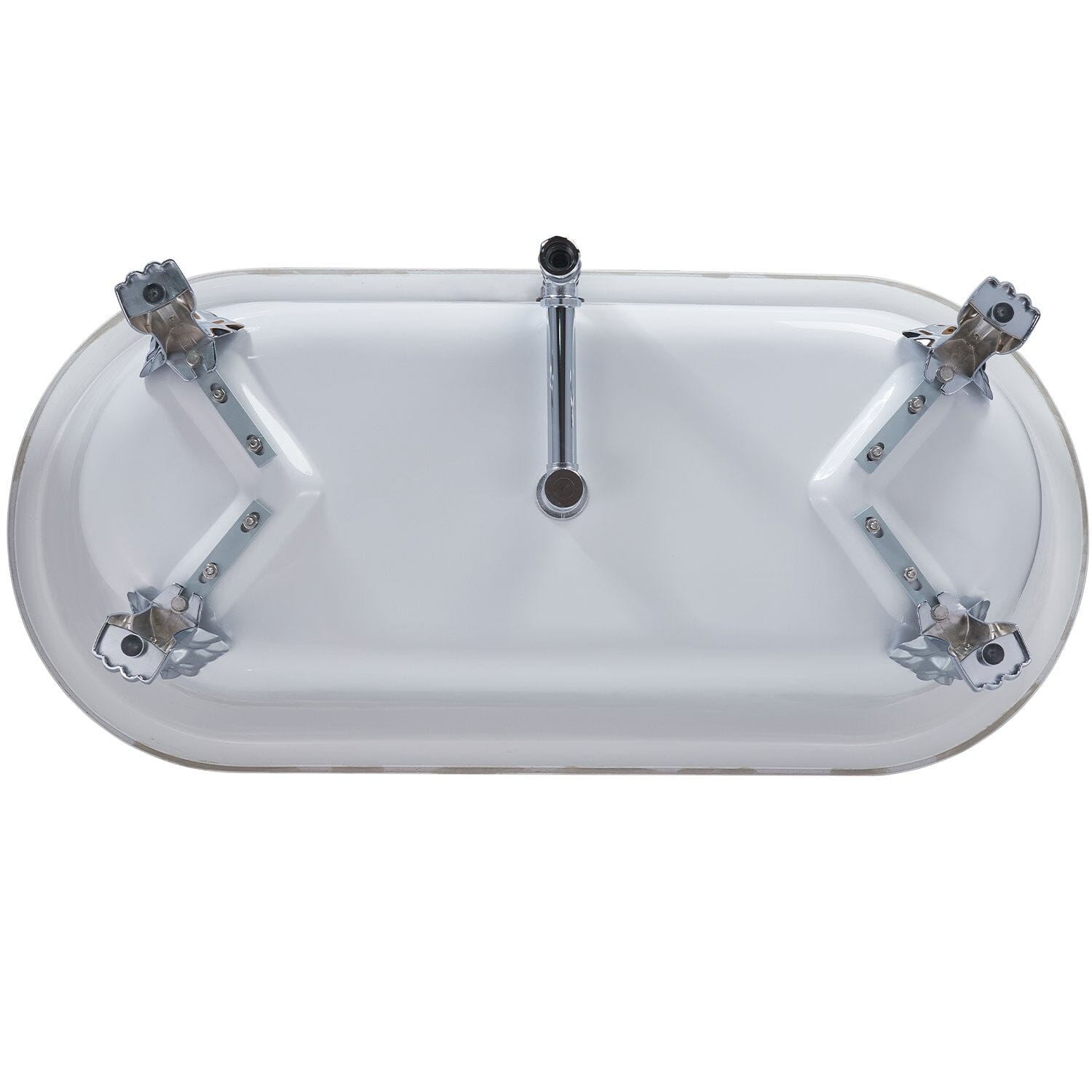 67&quot; Acrylic Clawfoot Double Slipper Freestanding Soaking Tub Rolled Rim