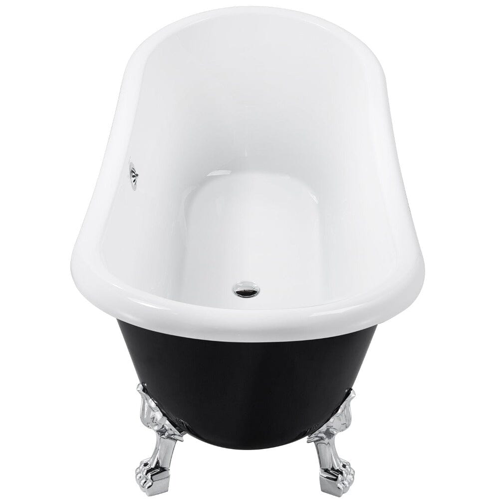 67&quot; Acrylic Clawfoot Double Slipper Freestanding Soaking Tub Rolled Rim