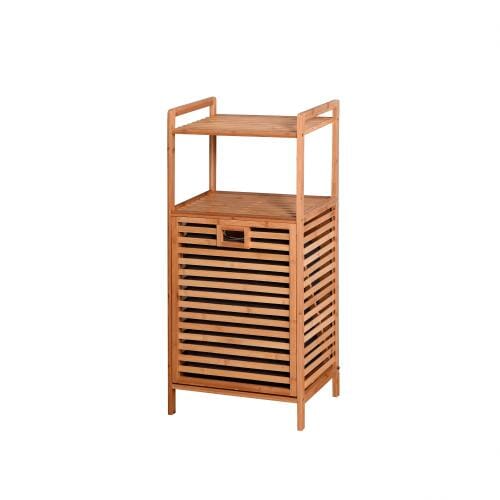 Giving Tree Bathroom Laundry Basket Bamboo Storage Basket 2-Tier Shelf