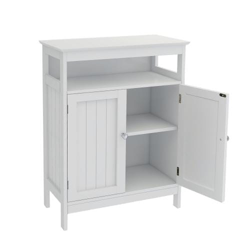 Bathroom Standing Storage with Double Shutter Doors White Cabinet