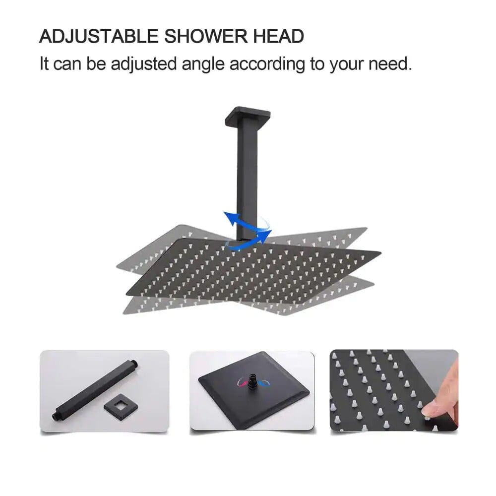 2-Spray Patterns with 1.8 GPM 16 in. Rainfall Shower Head Ceiling Mount Dual Shower Heads