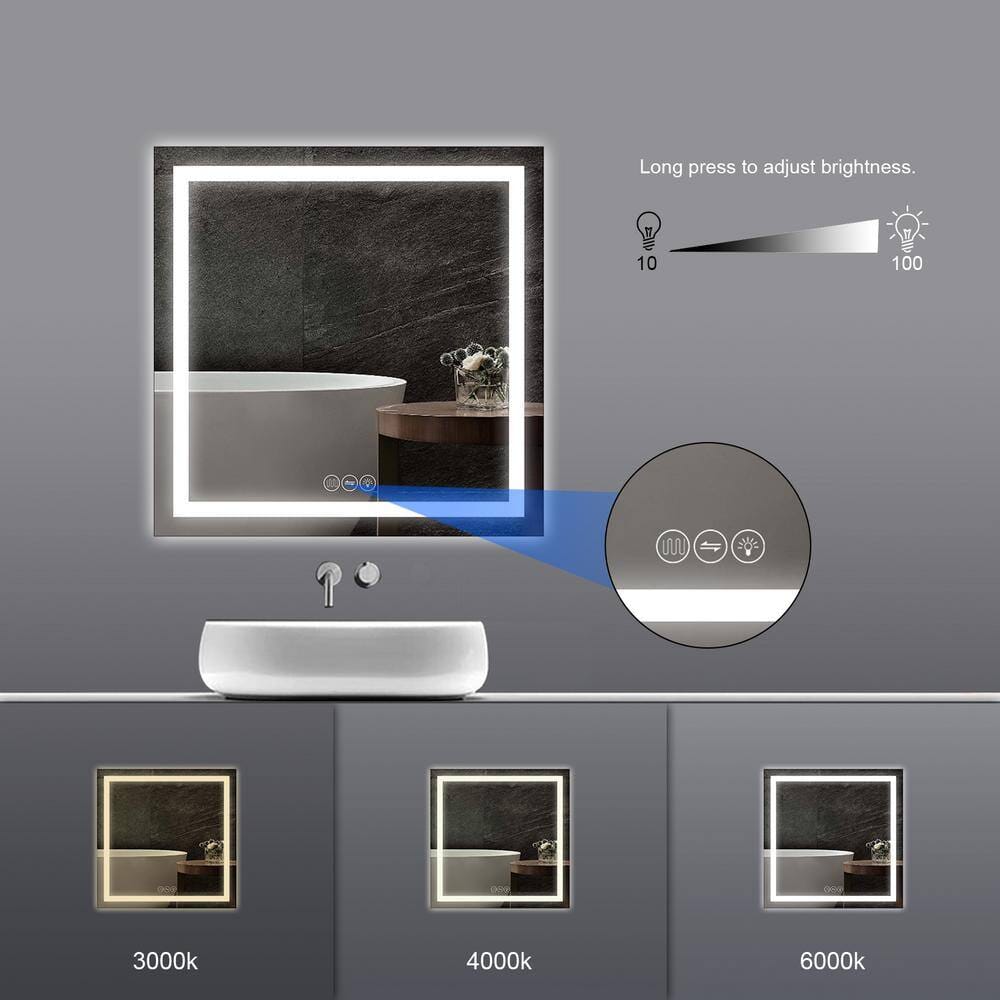 36 in. x 36 in. Square Frameless LED Mirror Anti-fog Bathroom Vanity Mirror