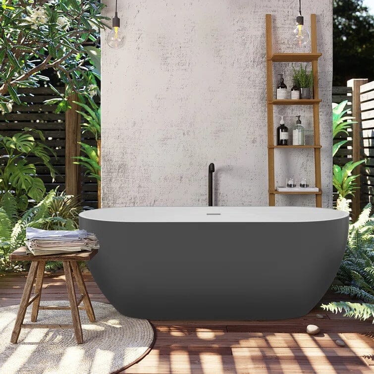 Giving Tree 59&quot; Oval Center Drain Soaking Freestanding Tub Acrylic