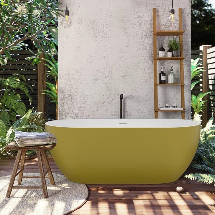Giving Tree 59&quot; Oval Center Drain Soaking Freestanding Tub Acrylic